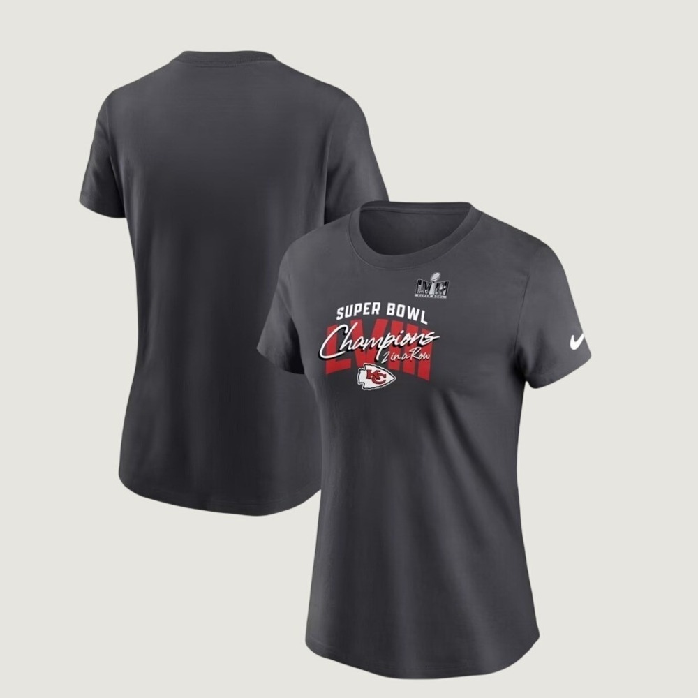 Nike Kansas City Chiefs Women Super Bowl LVIII Champions Iconic T-Shirt Grey